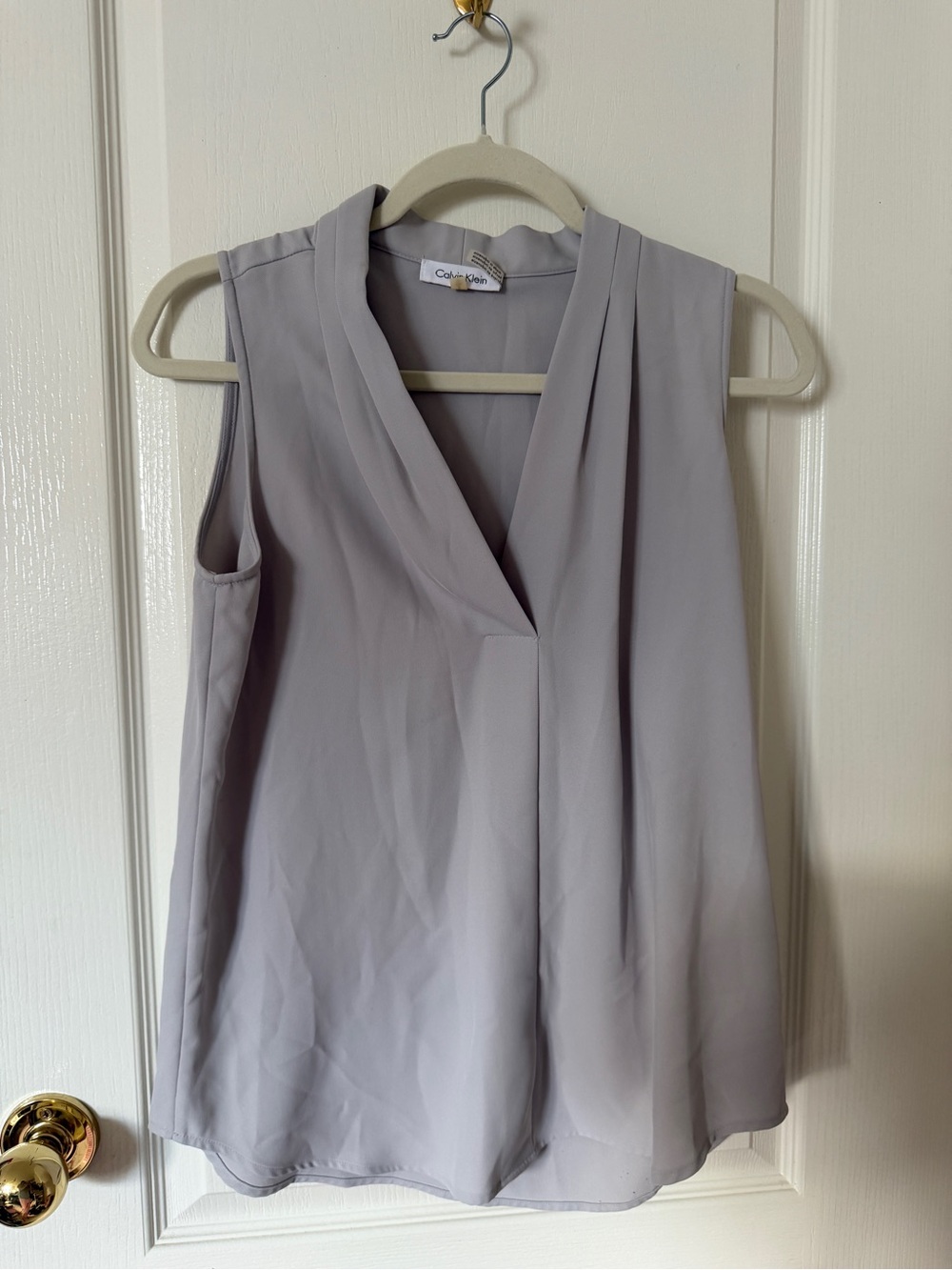 Calvin Klein Dusty Lavender Sleeveless Wrap Blouse